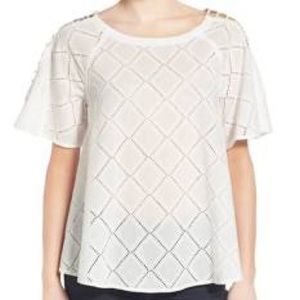 Madewell Embroidered Lattice Top  🤍 Size L